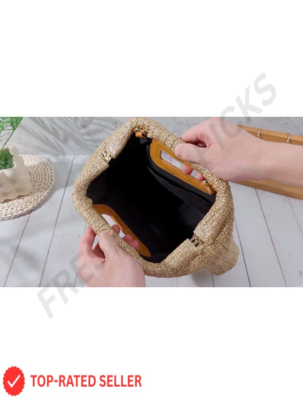 Raffia Clutch Straw Crossbody Bag Women Woven Purse